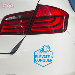 Elevate & Conquer Basketball Car Window Sticker | Motivational Sports Vinyl Decal