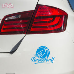 Basketball Script Logo Car Window Sticker | Stylish Sports Vinyl Decal for Cars & Laptops