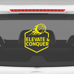Elevate & Conquer Basketball Car Window Sticker | Motivational Sports Vinyl Decal