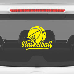Basketball Script Logo Car Window Sticker | Stylish Sports Vinyl Decal for Cars & Laptops
