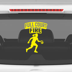Full Court Fire Basketball Car Window Sticker | Sports Vinyl Decal for Cars & Laptops