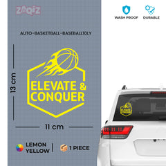 Elevate & Conquer Basketball Car Window Sticker | Motivational Sports Vinyl Decal