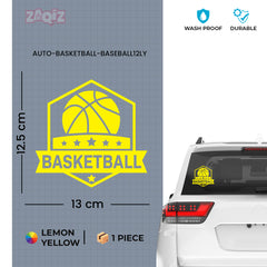 Basketball Badge Car Window Sticker | Premium Sports Vinyl Decal for Cars & Laptops