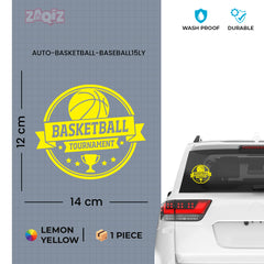 Basketball Tournament Emblem Car Window Sticker | Sports Vinyl Decal for Cars & Laptops