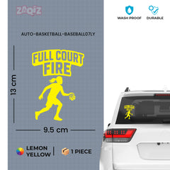 Full Court Fire Basketball Car Window Sticker | Sports Vinyl Decal for Cars & Laptops