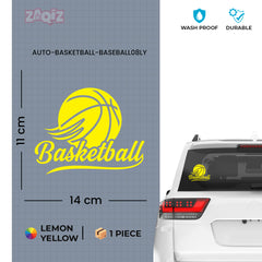 Basketball Script Logo Car Window Sticker | Stylish Sports Vinyl Decal for Cars & Laptops