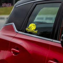 Basketball Script Logo Car Window Sticker | Stylish Sports Vinyl Decal for Cars & Laptops
