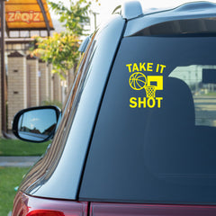 Take It Shot Basketball Car Window Sticker | Motivational Sports Vinyl Decal for Cars & Laptops