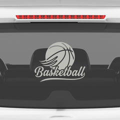 Basketball Script Logo Car Window Sticker | Stylish Sports Vinyl Decal for Cars & Laptops