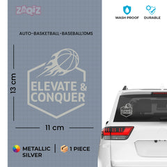 Elevate & Conquer Basketball Car Window Sticker | Motivational Sports Vinyl Decal