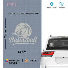 Basketball Script Logo Car Window Sticker | Stylish Sports Vinyl Decal for Cars & Laptops