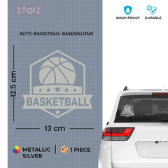 Basketball Badge Car Window Sticker | Premium Sports Vinyl Decal for Cars & Laptops