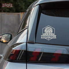 Basketball Badge Car Window Sticker | Premium Sports Vinyl Decal for Cars & Laptops