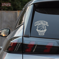 Basketball Rim & Ball Car Window Sticker | Sports Vinyl Decal for Cars, Laptops & Walls