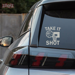 Take It Shot Basketball Car Window Sticker | Motivational Sports Vinyl Decal for Cars & Laptops