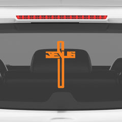 Jesus Cross Car Sticker – Modern Jesus Text Cross Vinyl Decal for Cars & Bikes | Waterproof Christian Faith Sticker