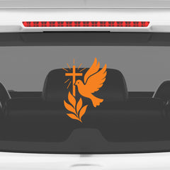Christian Dove Cross Car Sticker – Holy Spirit & Peace Vinyl Decal for Cars & Bikes | Waterproof Faith Sticker
