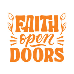 Faith Opens Doors Christian Vinyl Sticker – Inspirational Faith Quote Car Decal