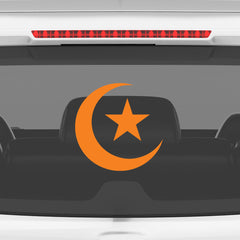 Islamic Crescent Moon Star Car Sticker – Muslim Faith Vinyl Decal for Cars & Bikes | Waterproof Islamic Symbol Sticker
