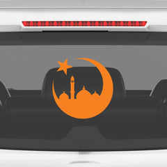 Islamic Crescent Moon Mosque Car Sticker – Muslim Faith Vinyl Decal for Cars & Bikes | Waterproof Mosque Skyline Sticker