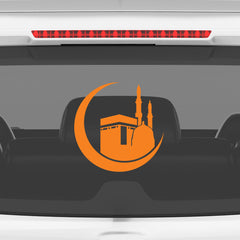 Kaaba Crescent Moon Car Sticker – Islamic Mecca & Mosque Vinyl Decal for Cars & Bikes | Waterproof Muslim Faith Sticker