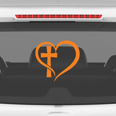 Christian Heart Cross Car Sticker – Jesus Faith Vinyl Decal for Cars & Bikes | Waterproof Religious Sticker