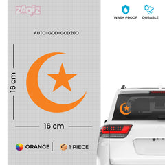 Islamic Crescent Moon Star Car Sticker – Muslim Faith Vinyl Decal for Cars & Bikes | Waterproof Islamic Symbol Sticker