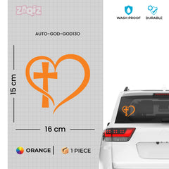 Christian Heart Cross Car Sticker – Jesus Faith Vinyl Decal for Cars & Bikes | Waterproof Religious Sticker