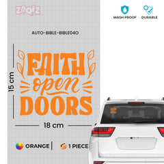 Faith Opens Doors Christian Vinyl Sticker – Inspirational Faith Quote Car Decal