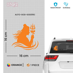 Lord Shiva Car Sticker – Mahadev Silhouette with Trishul Vinyl Decal for Cars & Bikes | Waterproof Spiritual Sticker