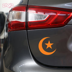 Islamic Crescent Moon Star Car Sticker – Muslim Faith Vinyl Decal for Cars & Bikes | Waterproof Islamic Symbol Sticker