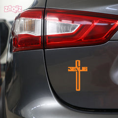Jesus Cross Car Sticker – Modern Jesus Text Cross Vinyl Decal for Cars & Bikes | Waterproof Christian Faith Sticker
