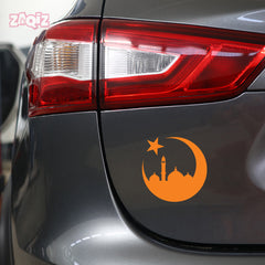 Islamic Crescent Moon Mosque Car Sticker – Muslim Faith Vinyl Decal for Cars & Bikes | Waterproof Mosque Skyline Sticker