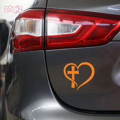 Christian Heart Cross Car Sticker – Jesus Faith Vinyl Decal for Cars & Bikes | Waterproof Religious Sticker