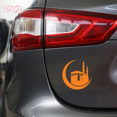 Kaaba Crescent Moon Car Sticker – Islamic Mecca & Mosque Vinyl Decal for Cars & Bikes | Waterproof Muslim Faith Sticker