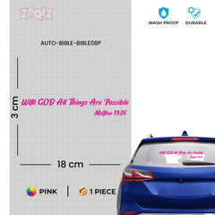With God All Things Are Possible Christian Vinyl Sticker – Matthew 19:26 Car Decal