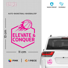 Elevate & Conquer Basketball Car Window Sticker | Motivational Sports Vinyl Decal