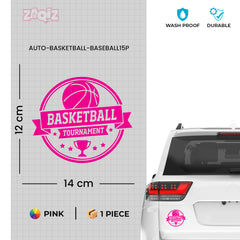 Basketball Tournament Emblem Car Window Sticker | Sports Vinyl Decal for Cars & Laptops