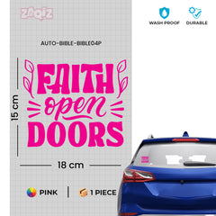 Faith Opens Doors Christian Vinyl Sticker – Inspirational Faith Quote Car Decal