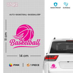 Basketball Script Logo Car Window Sticker | Stylish Sports Vinyl Decal for Cars & Laptops