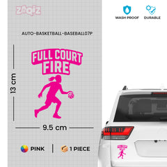 Full Court Fire Basketball Car Window Sticker | Sports Vinyl Decal for Cars & Laptops