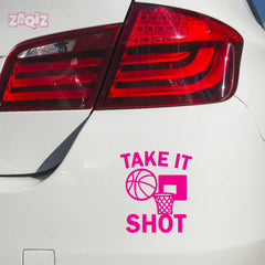Take It Shot Basketball Car Window Sticker | Motivational Sports Vinyl Decal for Cars & Laptops