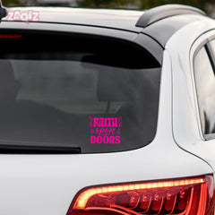 Faith Opens Doors Christian Vinyl Sticker – Inspirational Faith Quote Car Decal