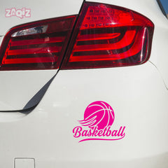 Basketball Script Logo Car Window Sticker | Stylish Sports Vinyl Decal for Cars & Laptops