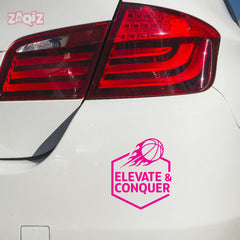 Elevate & Conquer Basketball Car Window Sticker | Motivational Sports Vinyl Decal