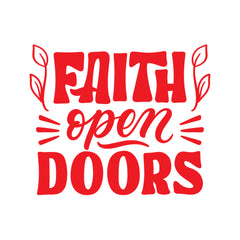 Faith Opens Doors Christian Vinyl Sticker – Inspirational Faith Quote Car Decal