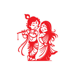 Radha Krishna Divine Love Wall Sticker for Spiritual Home Decor