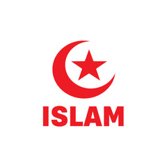 Islam Crescent Moon Star Car Sticker – Muslim Faith Vinyl Decal with ISLAM Text | Waterproof Islamic Symbol Sticker
