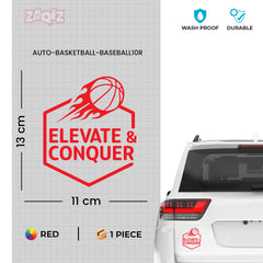 Elevate & Conquer Basketball Car Window Sticker | Motivational Sports Vinyl Decal