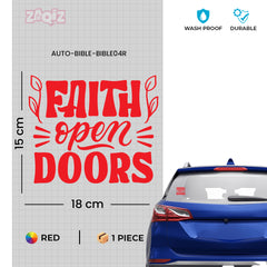 Faith Opens Doors Christian Vinyl Sticker – Inspirational Faith Quote Car Decal